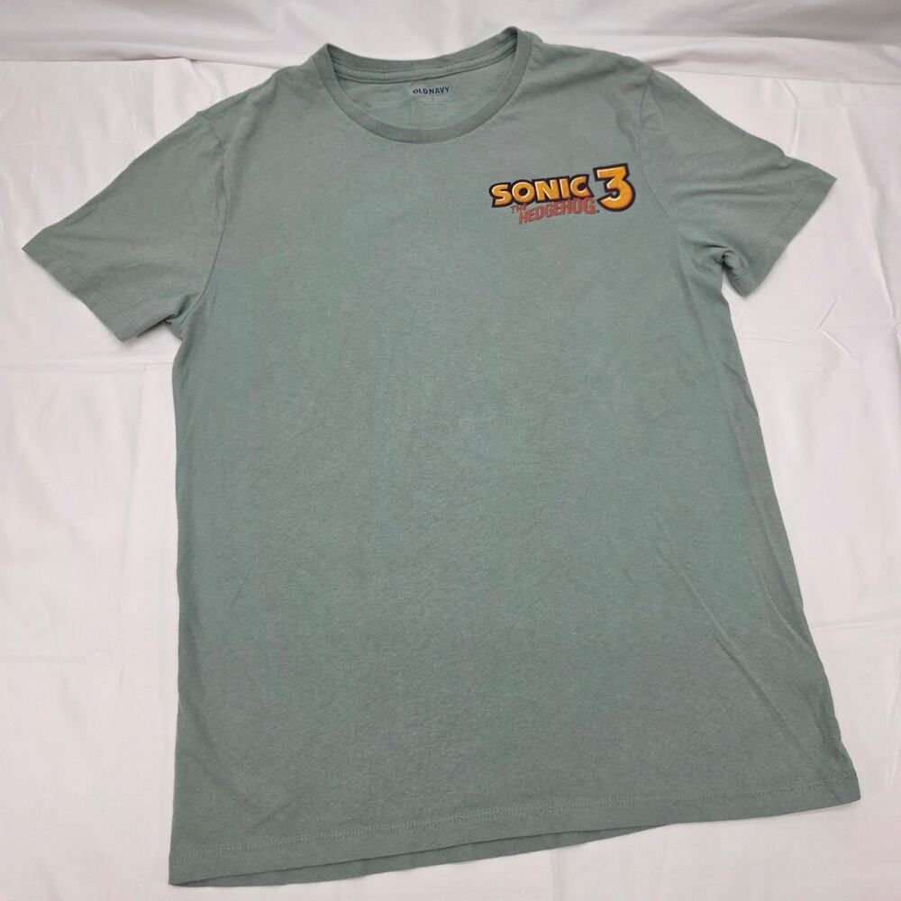 Old Navy Sonic The Hedgehog 3 T-Shirt Men's Small Green Graphic Tee Movie Sega